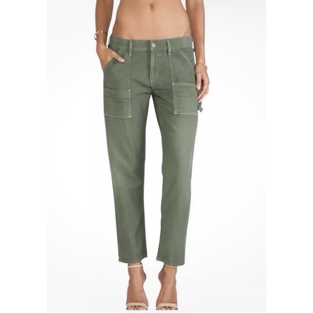 Citizens of Humanity Utility Carpenter‎ Pants Olive Green Straight Leg Size 25